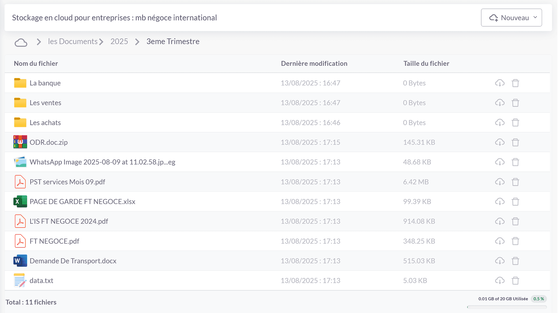 Interface de gestion des tâches
